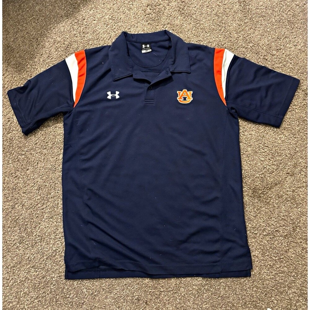 Under Armour Men’s (size M) Auburn Tigers NCAA Polo Shirt Navy Orange White